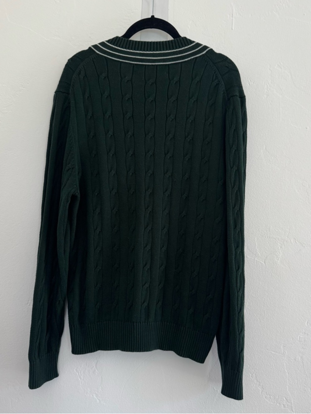 Brooks Brothers Country Club Tennis Sweater Green White Egyptian Cotton Cable - Picture 3 of 10